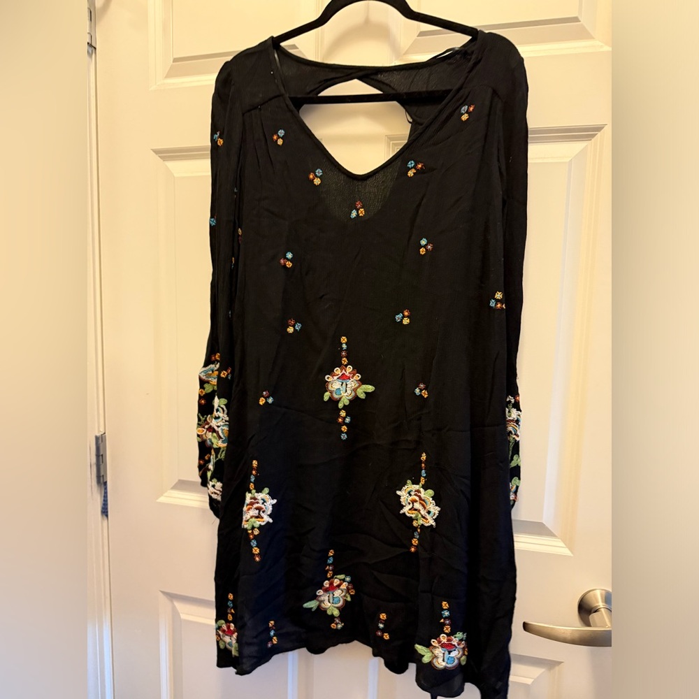 Embroidered Black Dress
